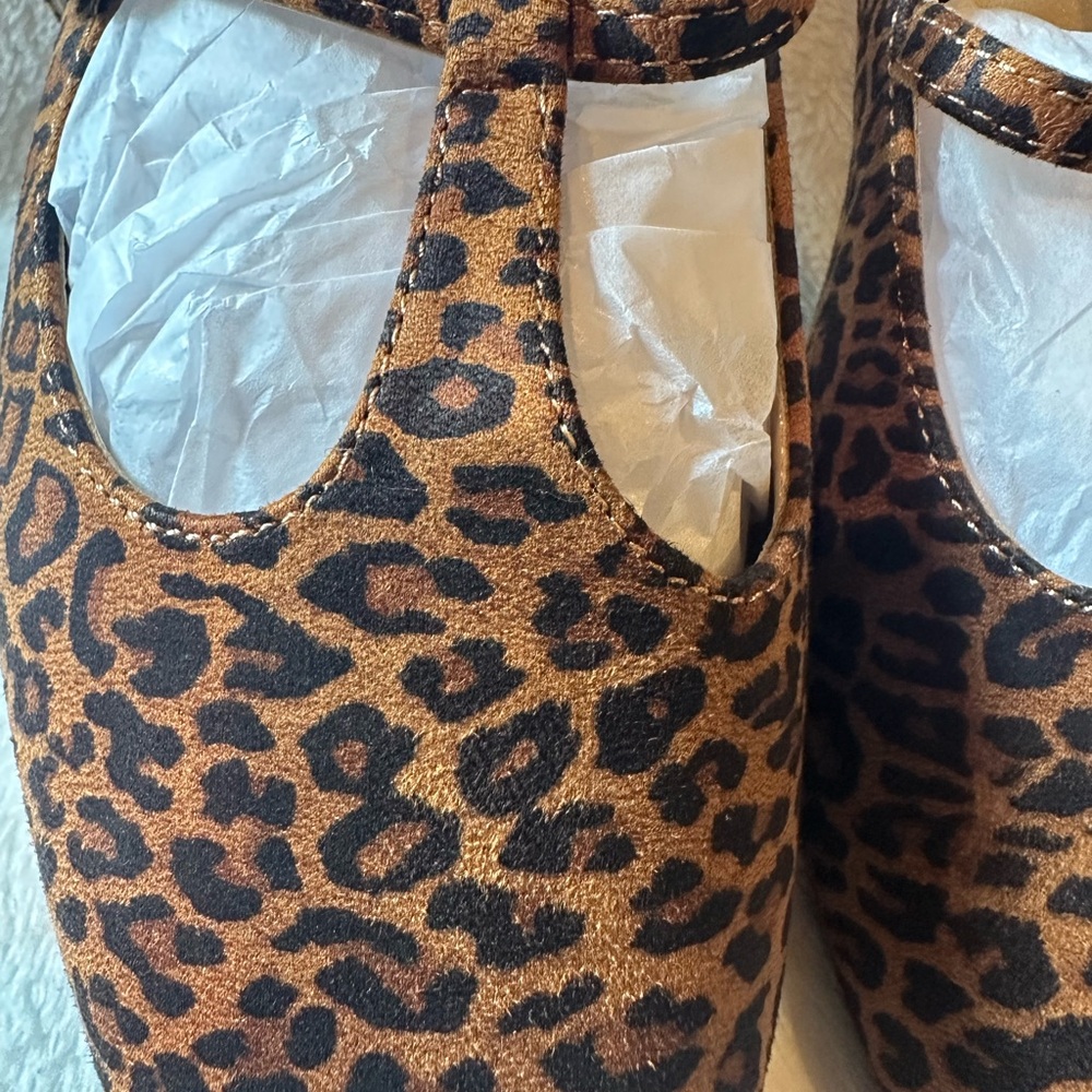 C. Paravano Square Toe Slingback Flats Leopard Print Mary Jane Sz#EU38.5 US#8 - Picture 8 of 12
